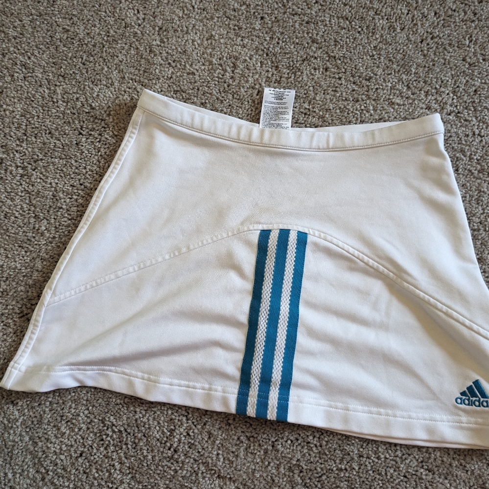 Adidas tennis/pickleball skirt, white and blue stripes, women's medium